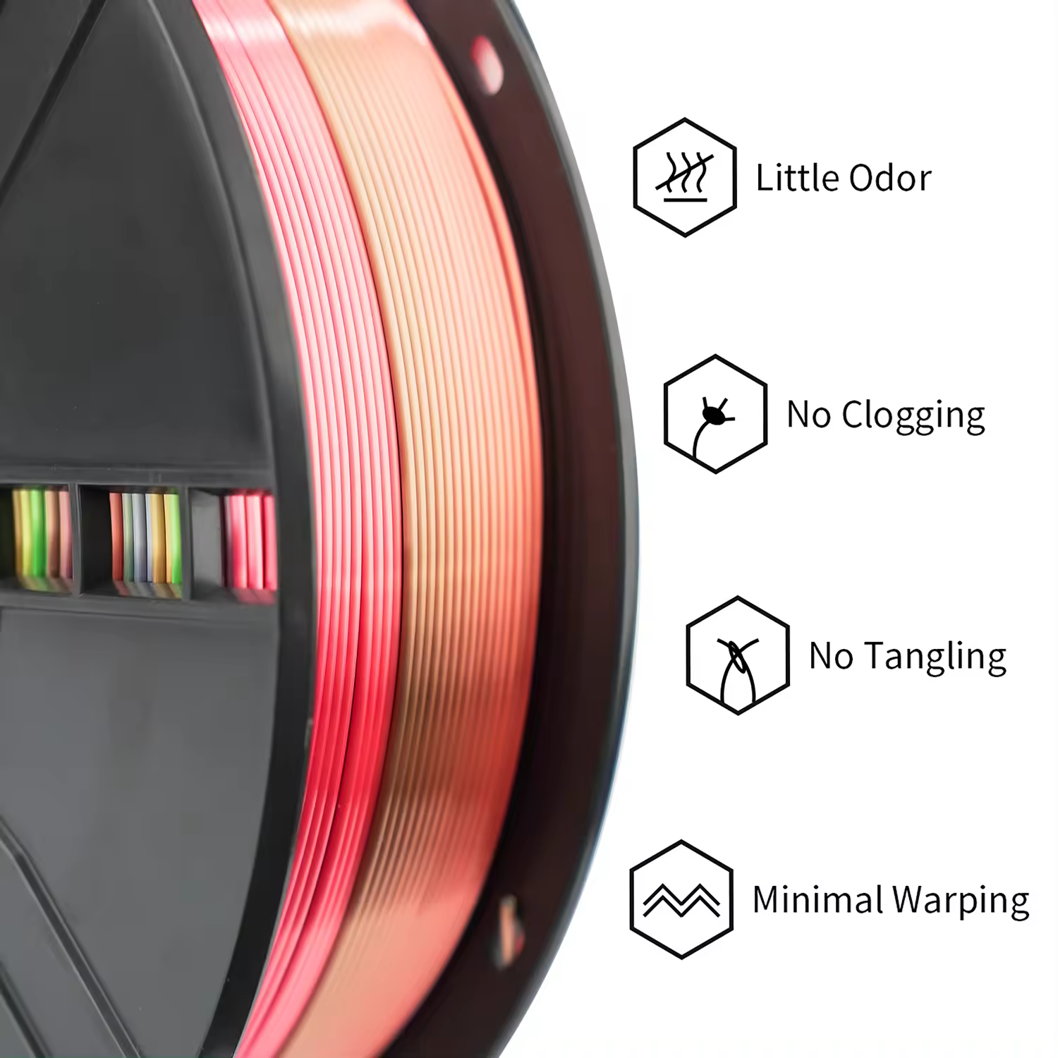 ERYONE Vibrant Rainbow Silk PLA Filament for 3D Printers, 1kg Spool, 1.75mm Diameter - Image 2