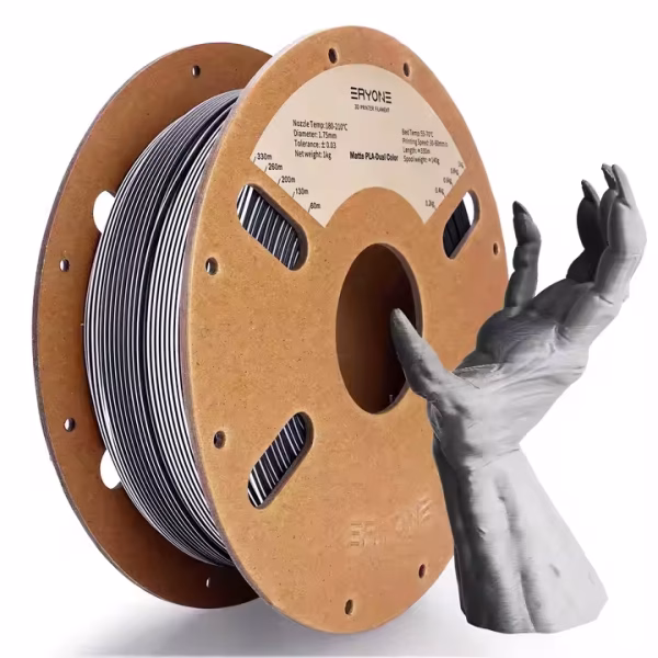 ERYONE Dual Colour – Black & White Matte PLA Filament for 3D Printers