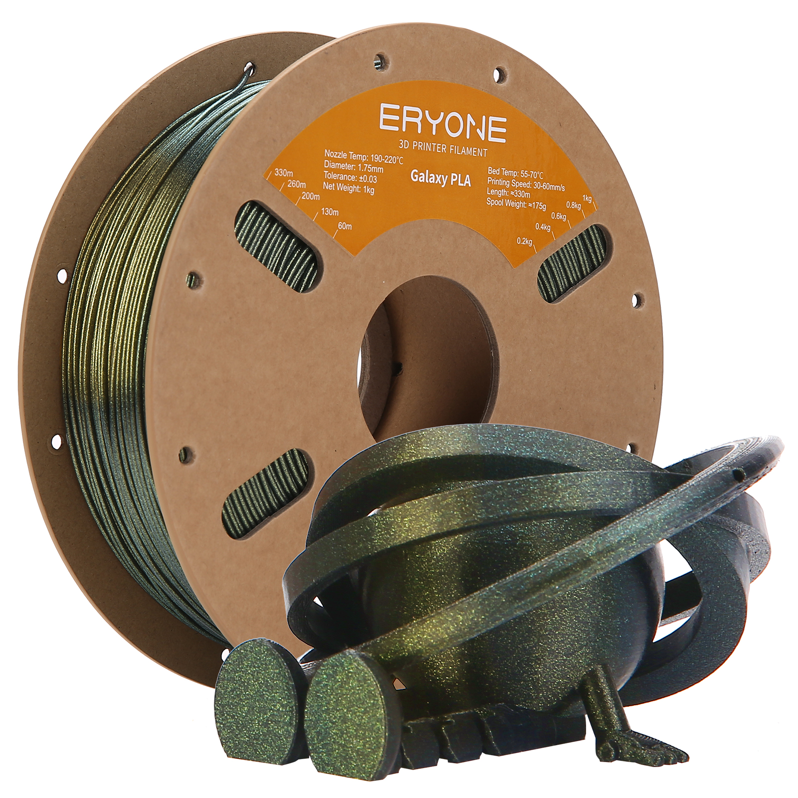 ERYONE Galaxy Glitter Filament for 3D Printers - Omega Nebula (Gold), 1kg Spool, 1.75mm Diameter