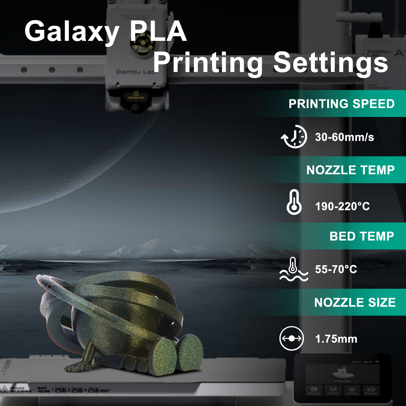 ERYONE Galaxy Glitter Filament for 3D Printers - Omega Nebula (Gold), 1kg Spool, 1.75mm Diameter - Image 3