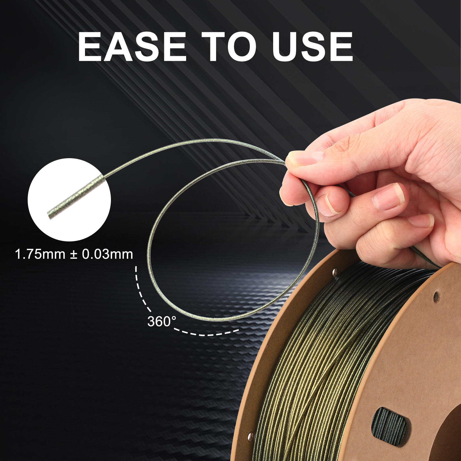 ERYONE Galaxy Glitter Filament for 3D Printers - Omega Nebula (Gold), 1kg Spool, 1.75mm Diameter - Image 4