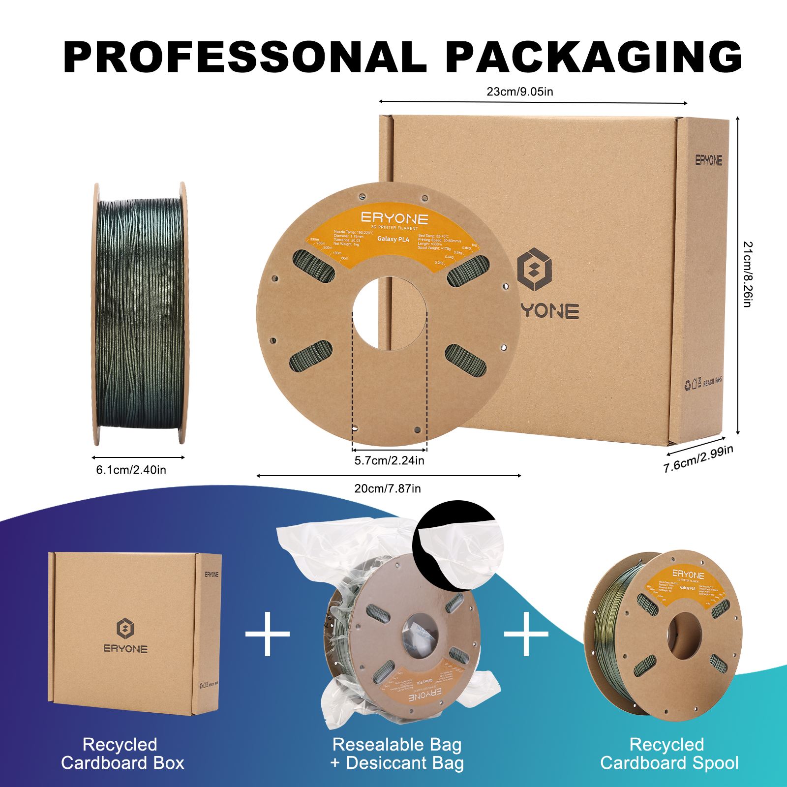 ERYONE Galaxy Glitter Filament for 3D Printers - Omega Nebula (Gold), 1kg Spool, 1.75mm Diameter - Image 7