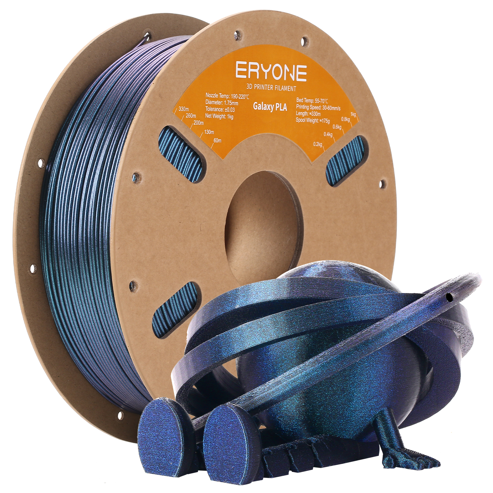 ERYONE Galaxy Glitter Filament for 3D Printers - Sirius Nebula (Blue), 1kg Spool, 1.75mm Diameter