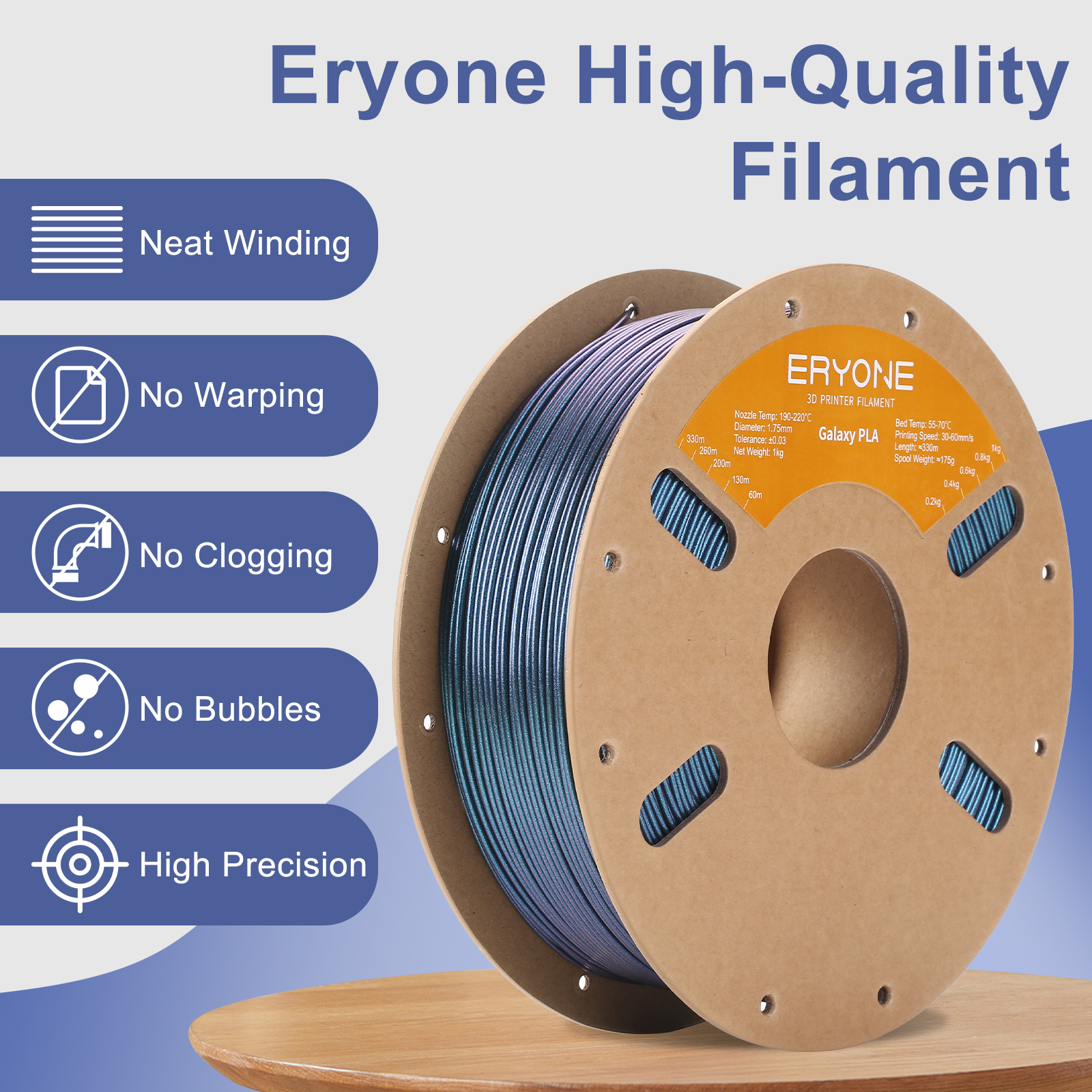 ERYONE Galaxy Glitter Filament for 3D Printers - Sirius Nebula (Blue), 1kg Spool, 1.75mm Diameter - Image 5